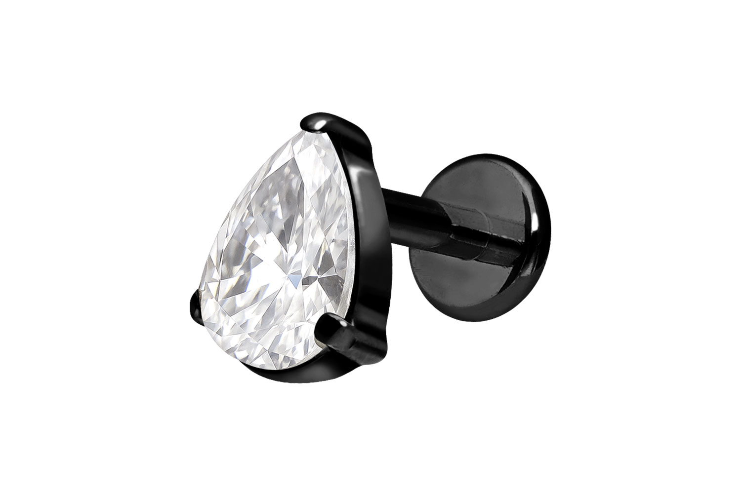 Premium Titan Labret Piercing mit Innengewinde KRISTALLTROPFEN